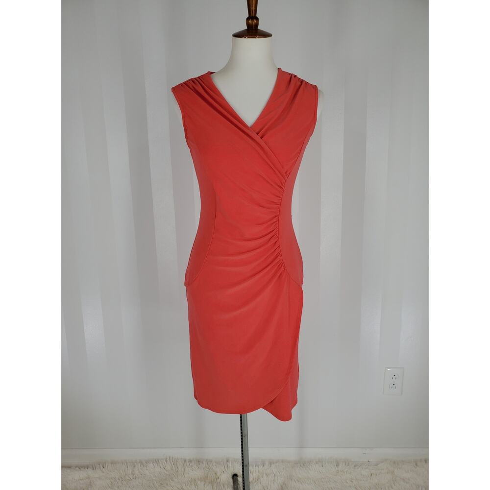 DANA BUCHMAN Women's Dark Coral Sleeveless Bodycon Dress Sz XS MISSING BELT